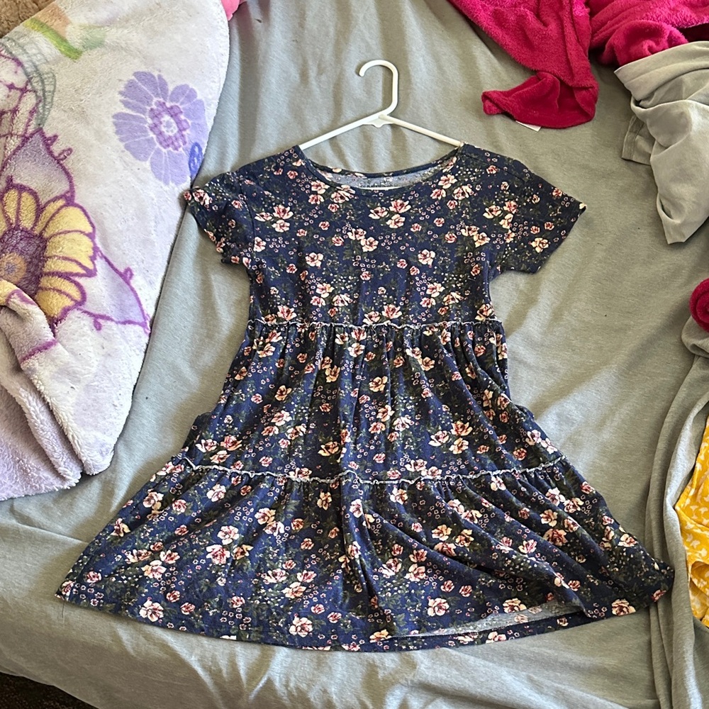 Old Navy Navy Blue Floral Kids Dress